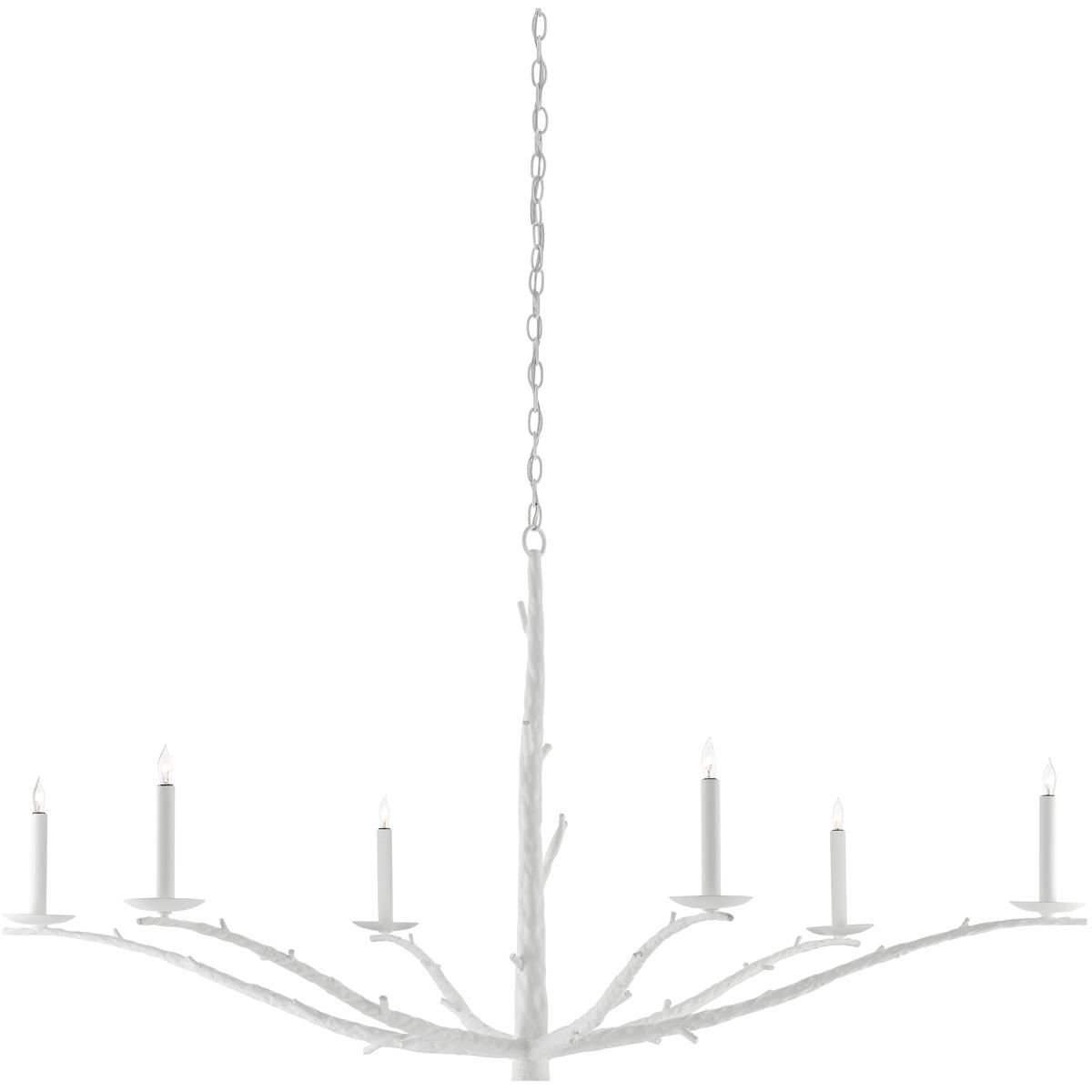 Currey & Company 9000-0377 Tallu 6 Light 59 inch Rough Gesso White Chandelier Ceiling Light