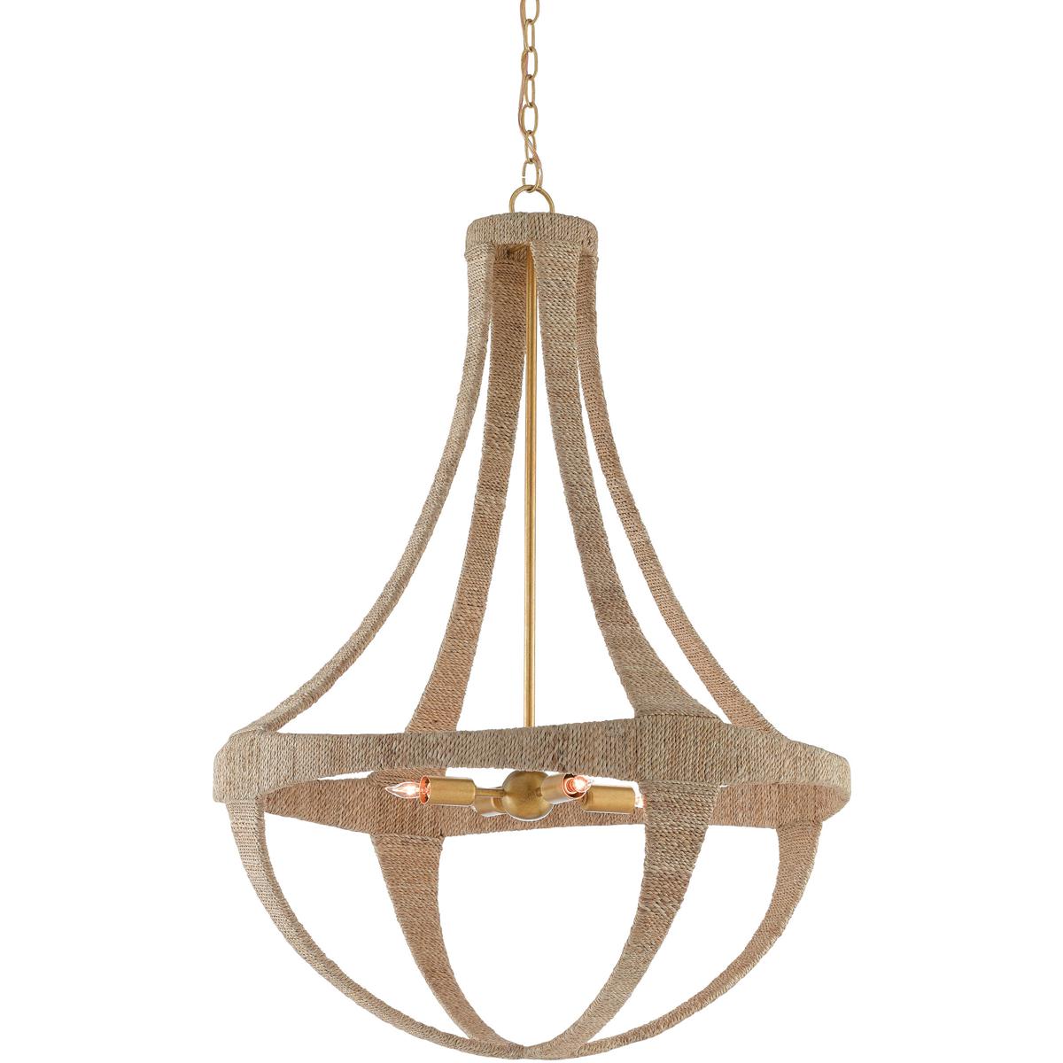 Currey & Company 9000-0385 Ibiza 4 Light 28 inch Dark Contemporary Gold Leaf Chandelier Ceiling Light