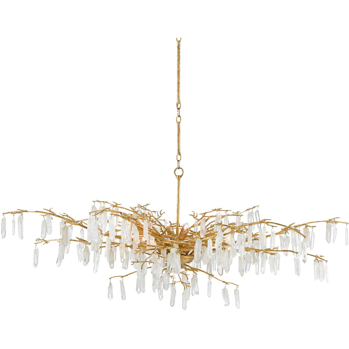 Currey & Company 9000-0438 Forest Dawn 8 Light 60.25 inch Washed Lucerne Gold Chandelier Ceiling Light, Aviva Stanoff Collection