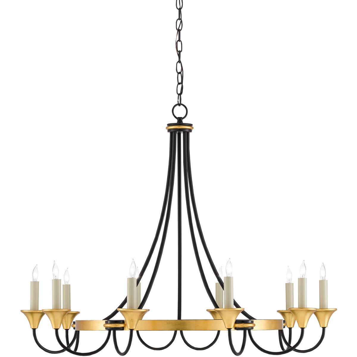 Currey & Company 9000-0474 Hanlon 10 Light 36.75 inch Washed Black Chandelier Ceiling Light