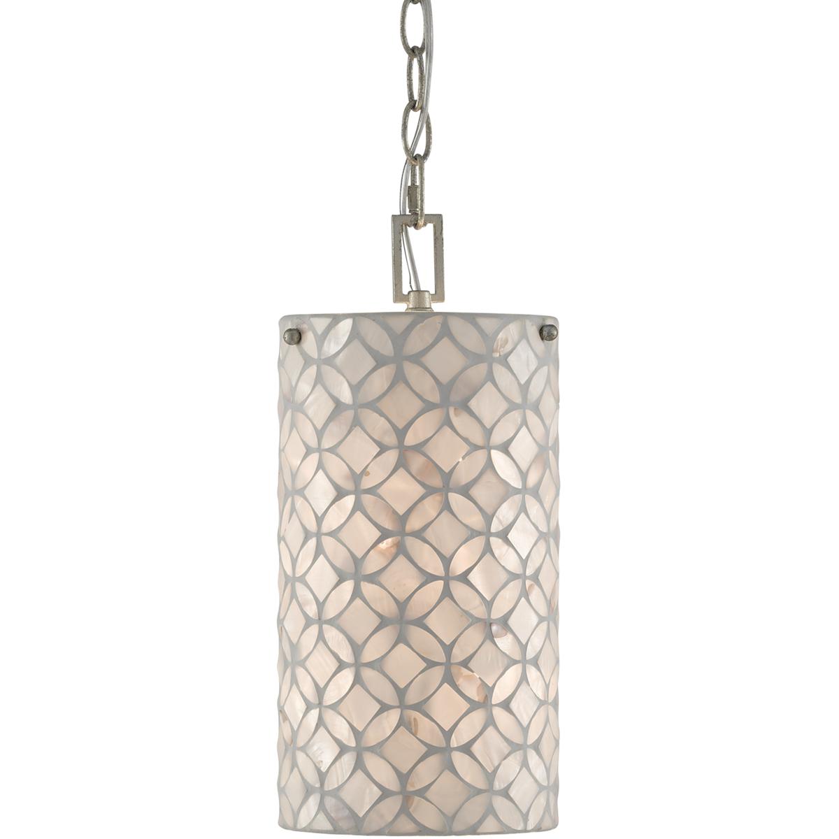 Currey & Company 9000-0490 Ellison 1 Light 6.25 inch Pearl/Antique Silver Leaf Pendant Ceiling Light