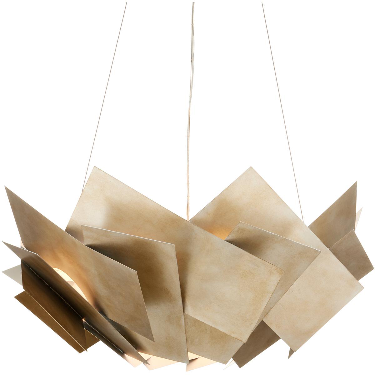 Currey & Company 9000-0549 Artiste 3 Light 33 inch Silver Leaf Chandelier Ceiling Light