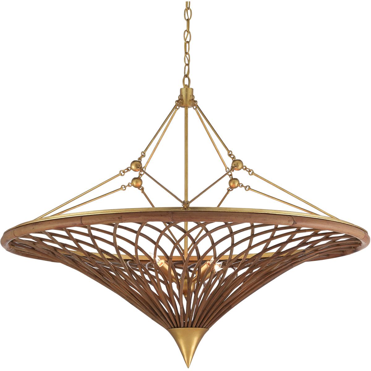 Currey & Company 9000-0560 Gaborone 4 Light 40 inch Contemporary Gold Leaf Chandelier Ceiling Light