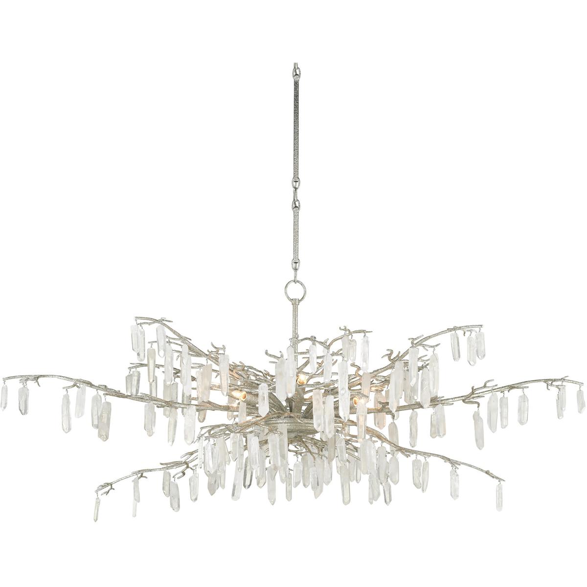 Currey & Company 9000-0608 Forest Dawn 8 Light 60.25 inch Textured Silver Chandelier Ceiling Light, Aviva Stanoff Collection