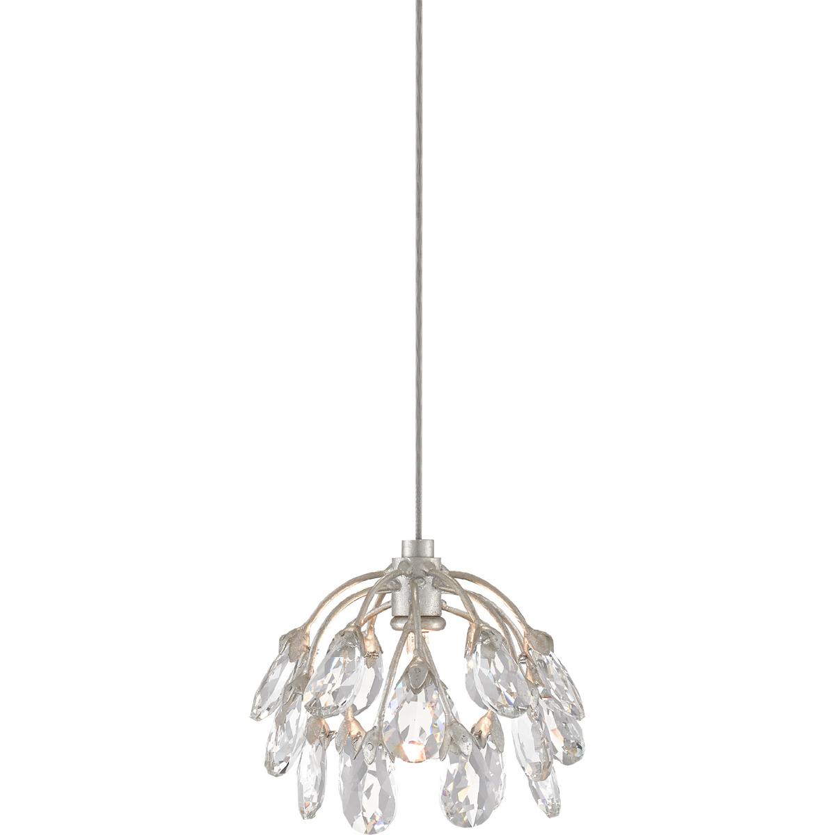 Currey & Company 9000-0667 Crystal Bud 1 Light 8 inch Contemporary Silver Leaf Multi-Drop Pendant Ceiling Light