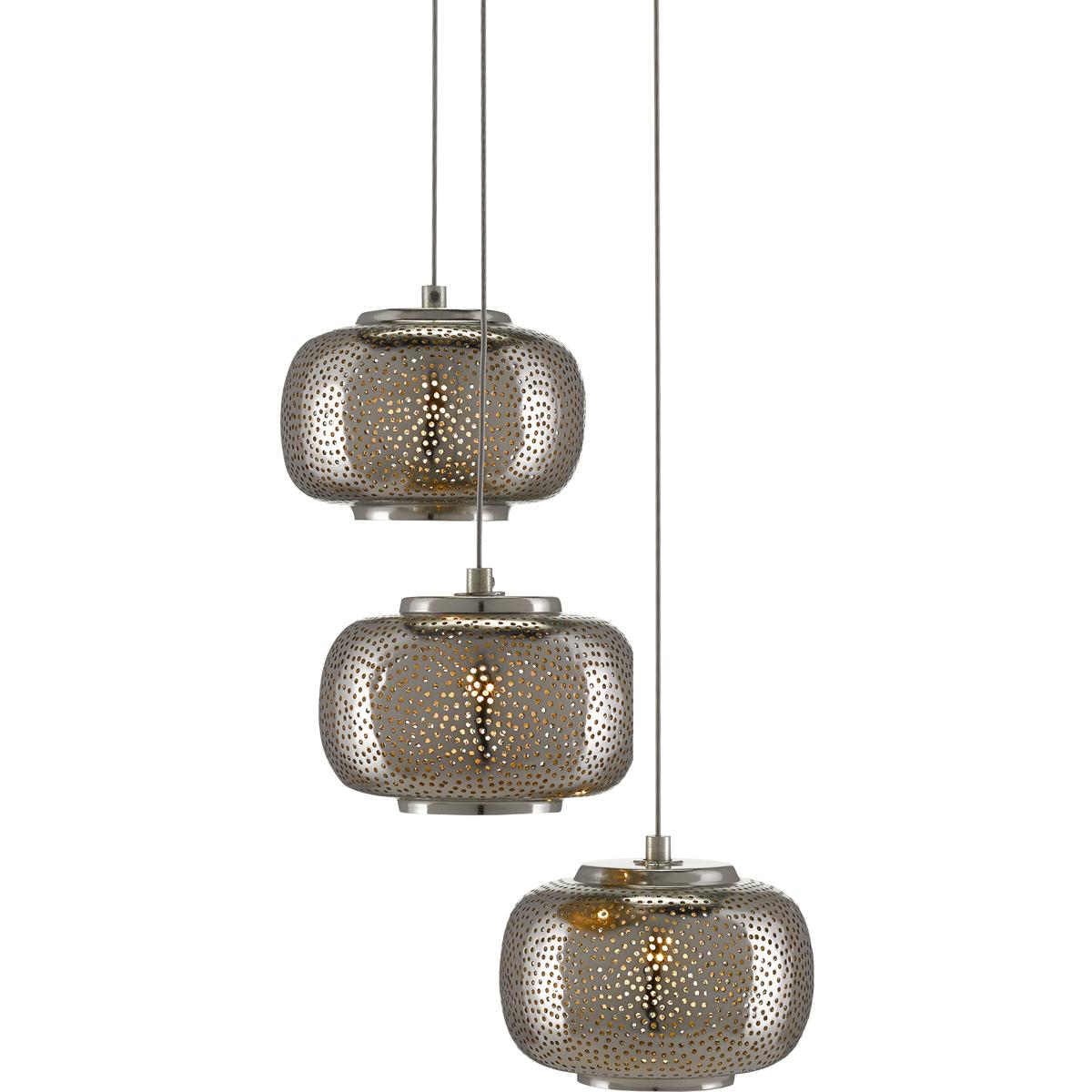 Currey & Company 9000-0689 Pepper 3 Light 11.75 inch Silver Multi-Drop Pendant Ceiling Light