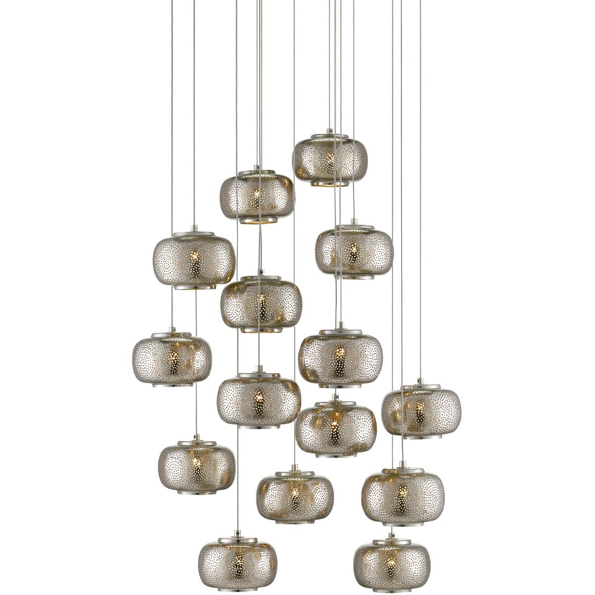 Currey & Company 9000-0691 Pepper 15 Light 25.25 inch Silver Multi-Drop Pendant Ceiling Light