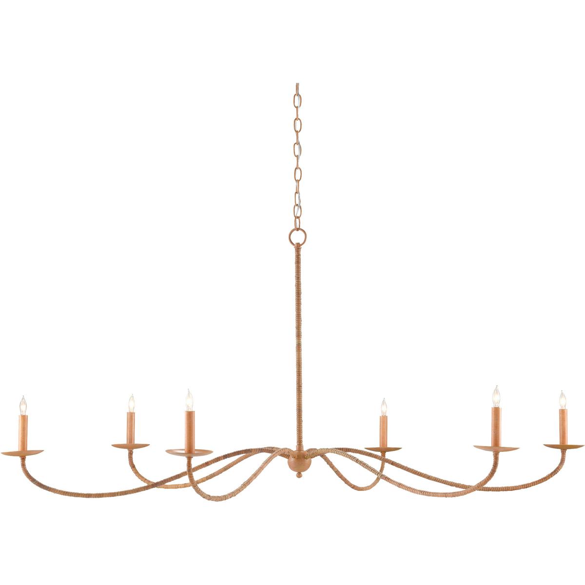 Currey & Company 9000-0757 Saxon 6 Light 60.75 inch Saddle Tan Chandelier Ceiling Light, Large