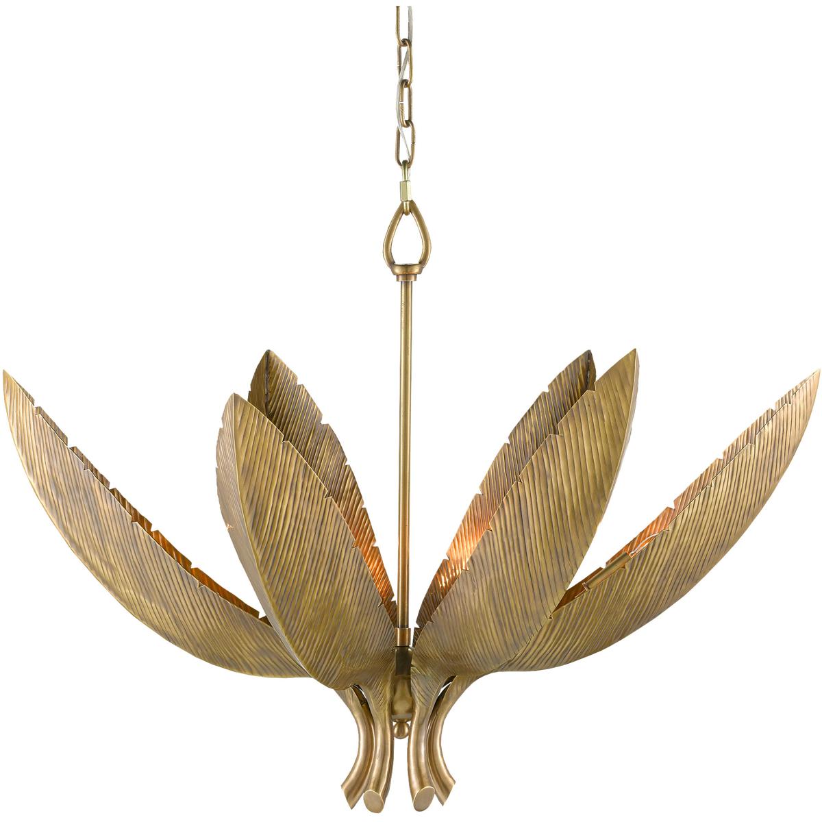 Currey & Company 9000-0766 Bird of Paradise 6 Light 33 inch Antique Brass Chandelier Ceiling Light