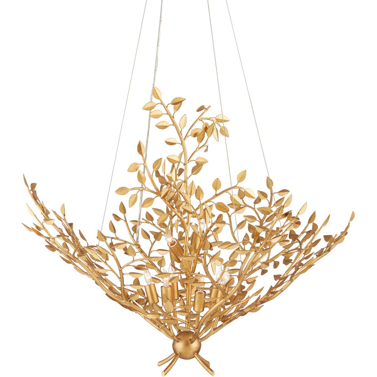 Currey & Company 9000-0778 Huckleberry 8 Light 38 inch Contemporary Gold Leaf Chandelier Ceiling Light, Aviva Stanoff Collection