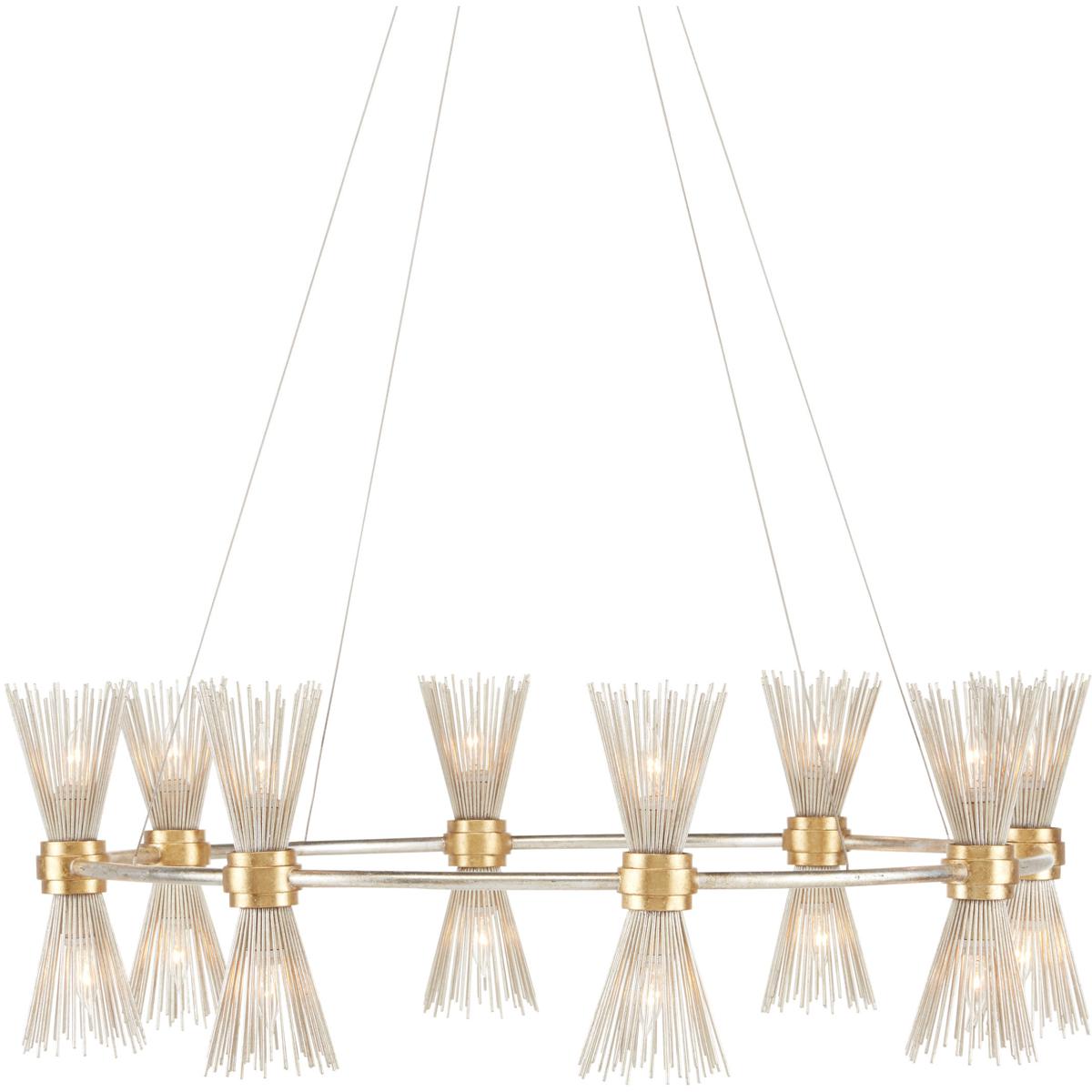 Currey & Company 9000-0842 Novatude 16 Light 33.75 inch Contemporary Gold Leaf and Contemporary Silver Leaf Chandelier Ceiling Light