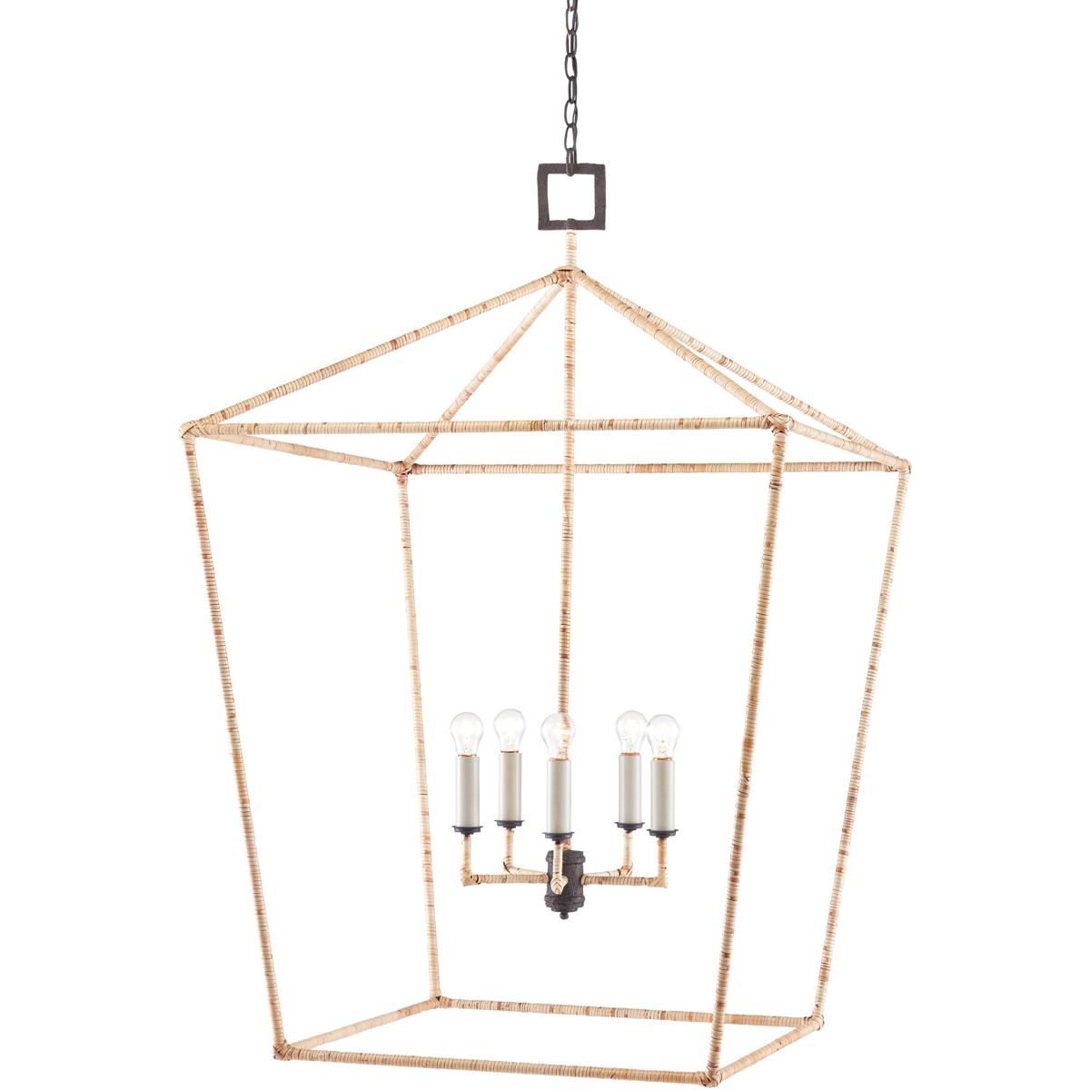 Currey & Company 9000-0871 Denison 5 Light 31.5 inch Mole Black Lantern Pendant Ceiling Light, Grande