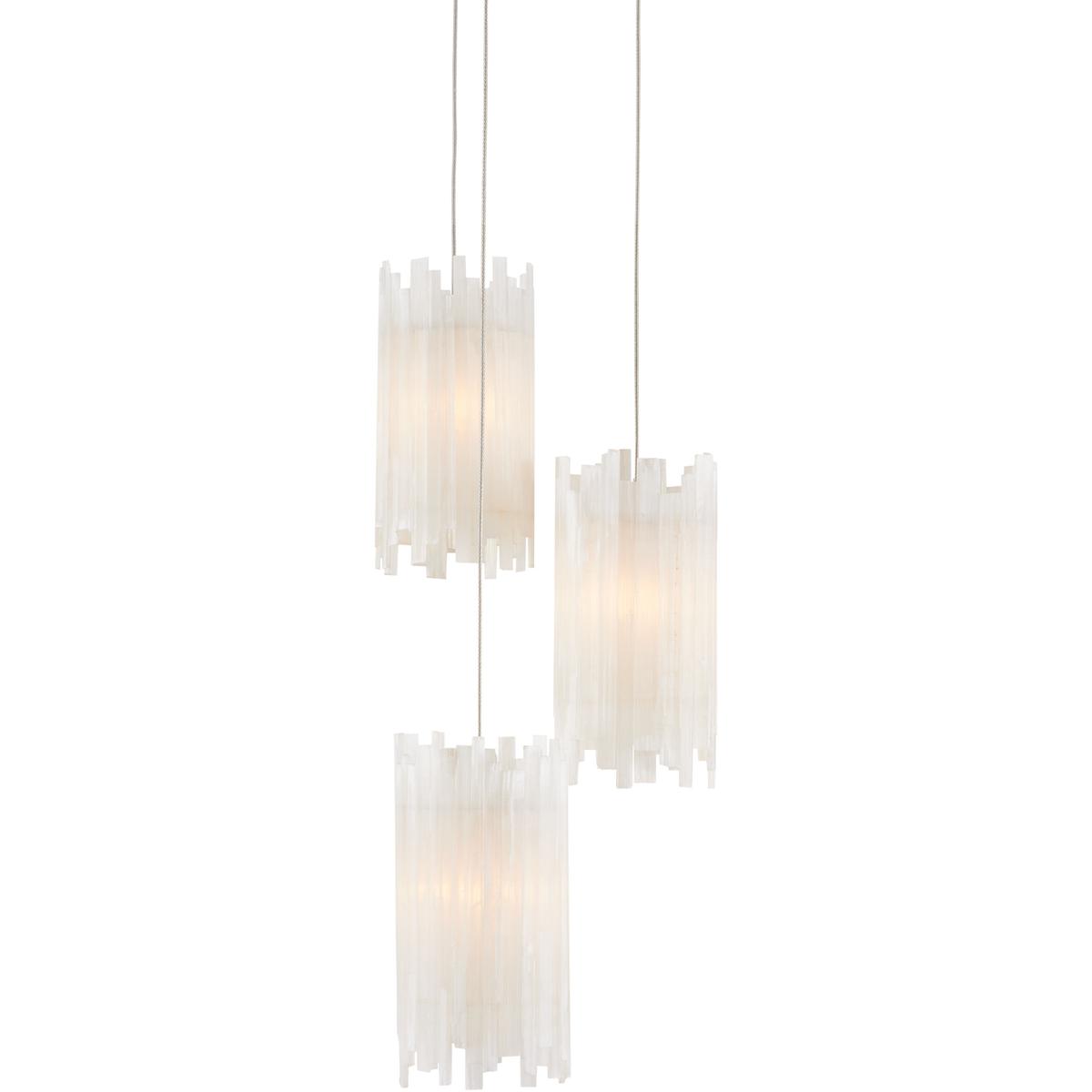 Currey & Company 9000-0882 Escenia 3 Light 9.5 inch Silver Multi-Drop Pendant Ceiling Light