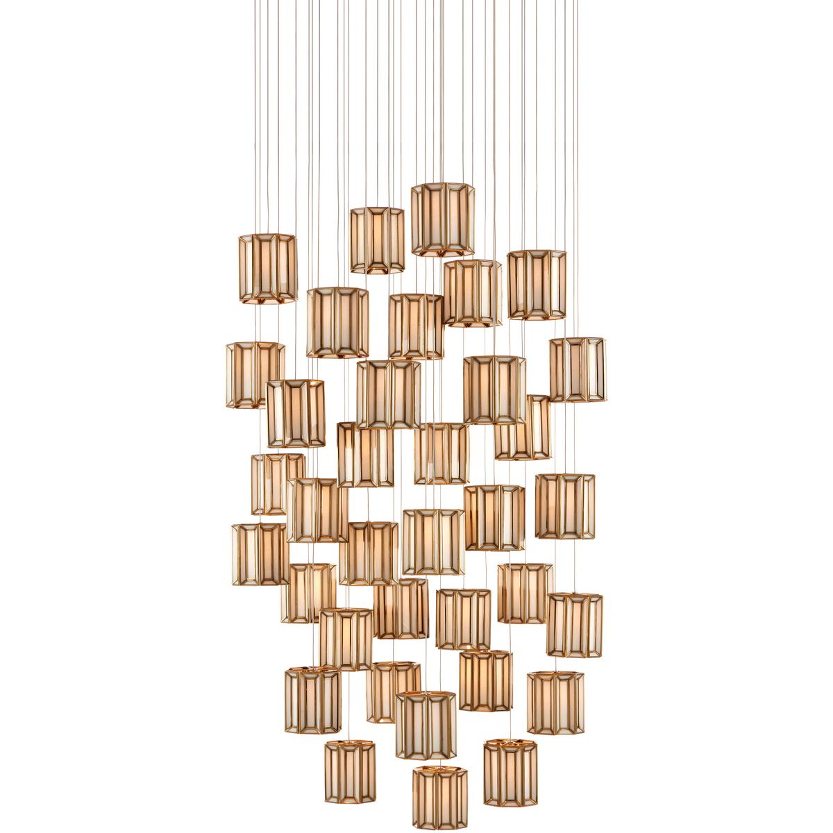 Currey & Company 9000-0894 Daze 36 Light 36.5 inch Antique Brass Multi-Drop Pendant Ceiling Light