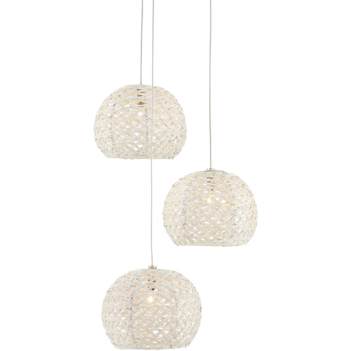 Currey & Company 9000-0910 Piero 3 Light 11.5 inch Silver Multi-Drop Pendant Ceiling Light