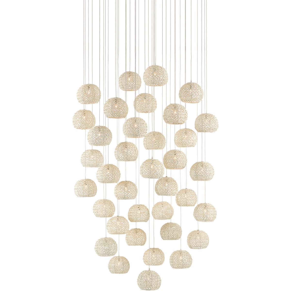 Currey & Company 9000-0915 Piero 36 Light 37 inch Silver Multi-Drop Pendant Ceiling Light