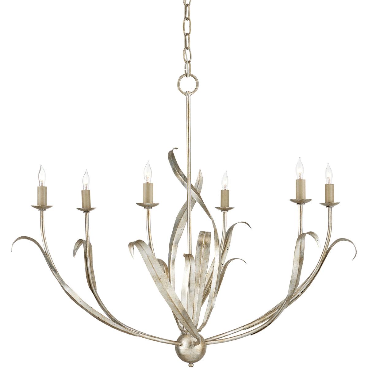 Currey & Company 9000-0931 Menefee 6 Light 32 inch Silver Granello Chandelier Ceiling Light
