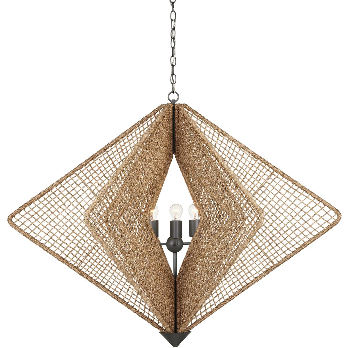 Currey & Company 9000-0965 Shizen 3 Light 47 inch Hiroshi Gray Chandelier Ceiling Light, Hiroshi Koshitaka Collection