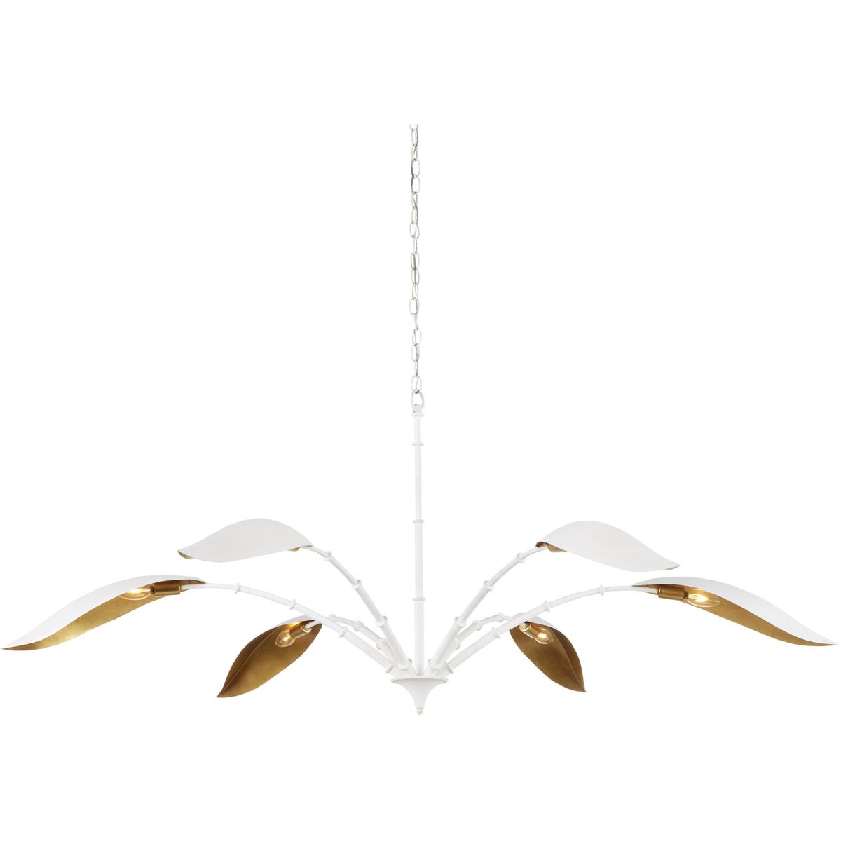 Currey & Company 9000-0974 Yuriko 6 Light 66.75 inch Gesso White Chandelier Ceiling Light