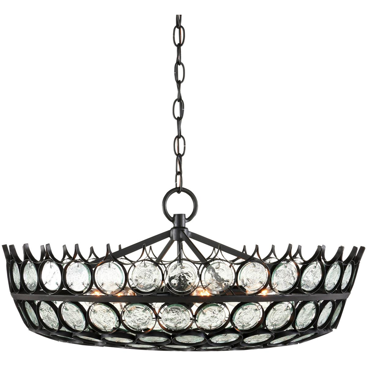 Currey & Company 9000-0991 Augustus 6 Light 25.75 inch Satin Black Chandelier Ceiling Light, Small, Bunny Williams Collection