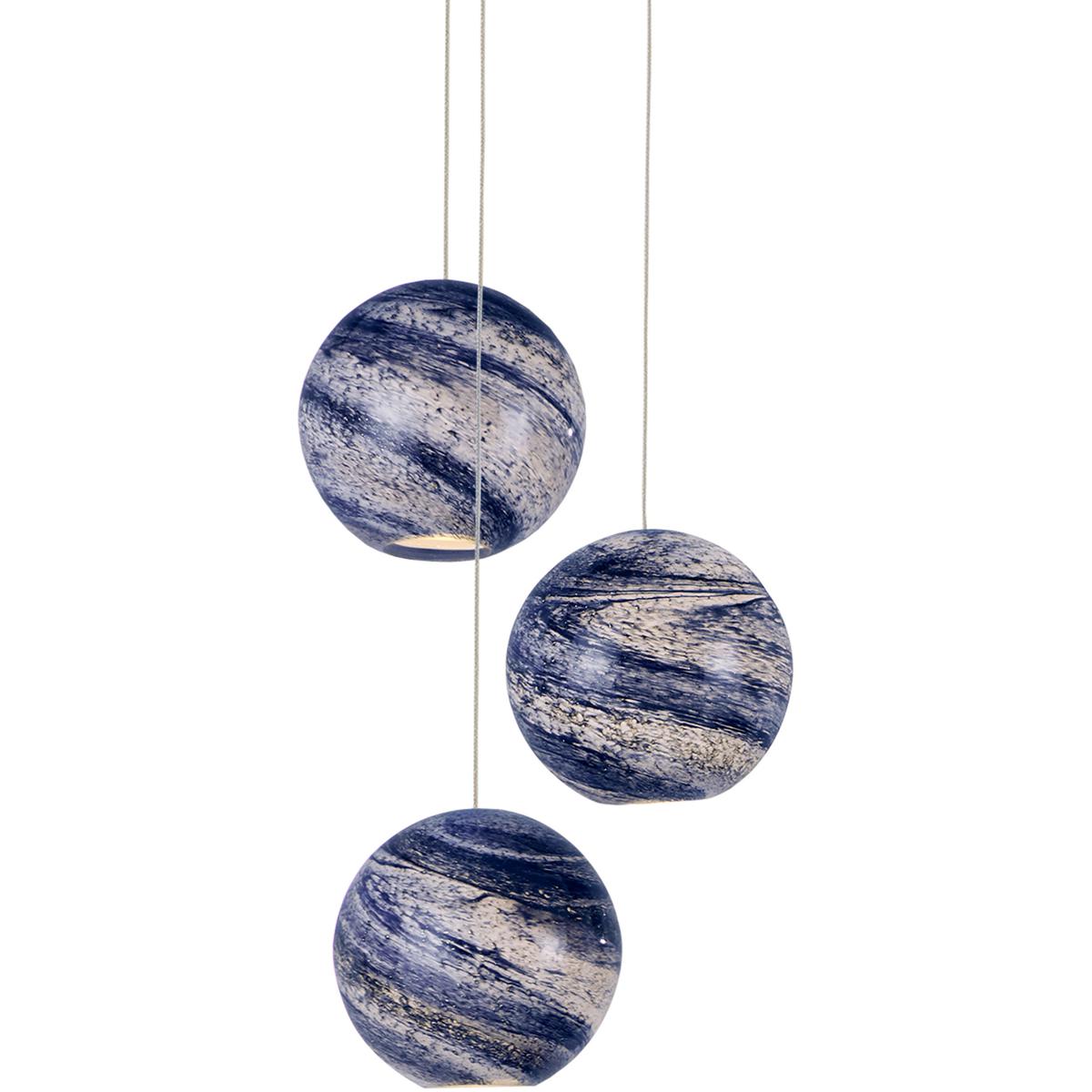 Currey & Company 9000-1006 Palatino 3 Light 10.5 inch Silver Multi-Drop Pendant Ceiling Light