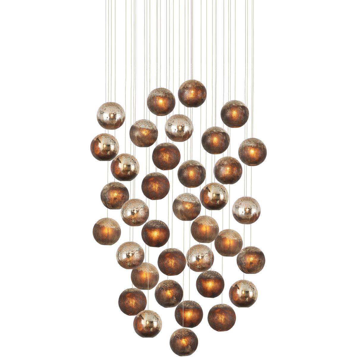 Currey & Company 9000-1018 Pathos 36 Light 36 inch Antique Silver Leaf Multi-Drop Pendant Ceiling Light