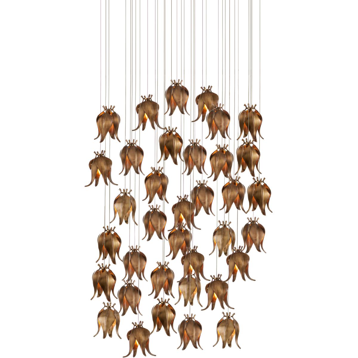 Currey & Company 9000-1025 Iota 36 Light 37.5 inch Antique Brass Multi-Drop Pendant Ceiling Light