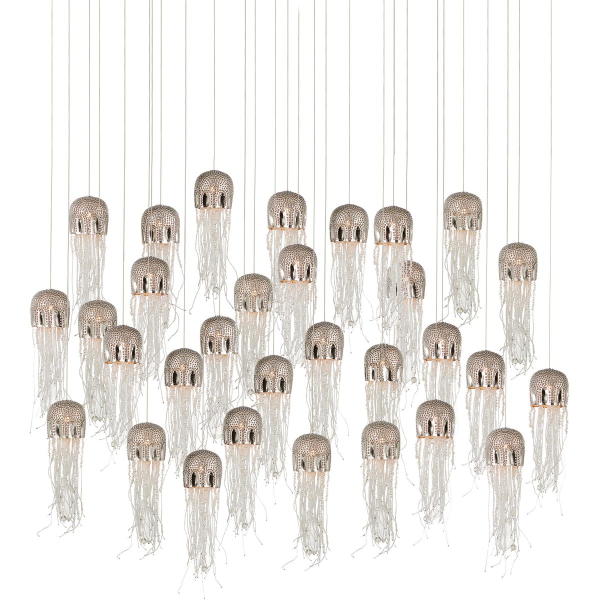 Currey & Company 9000-1031 Medusa 30 Light 54 inch Silver Multi-Drop Pendant Ceiling Light