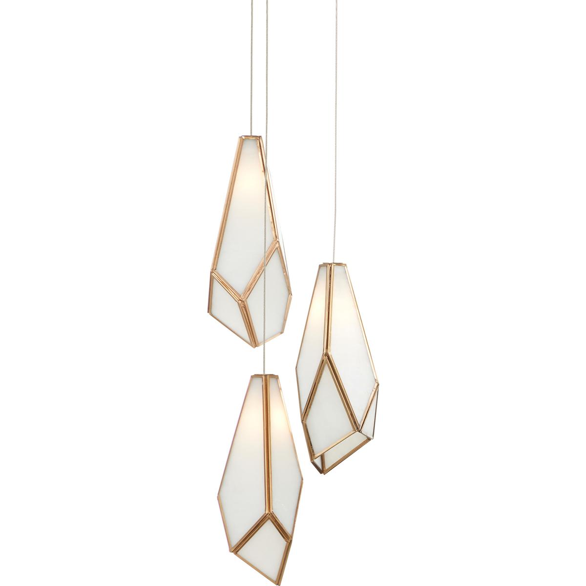 Currey & Company 9000-1034 Glace 3 Light 9.5 inch Silver Multi-Drop Pendant Ceiling Light