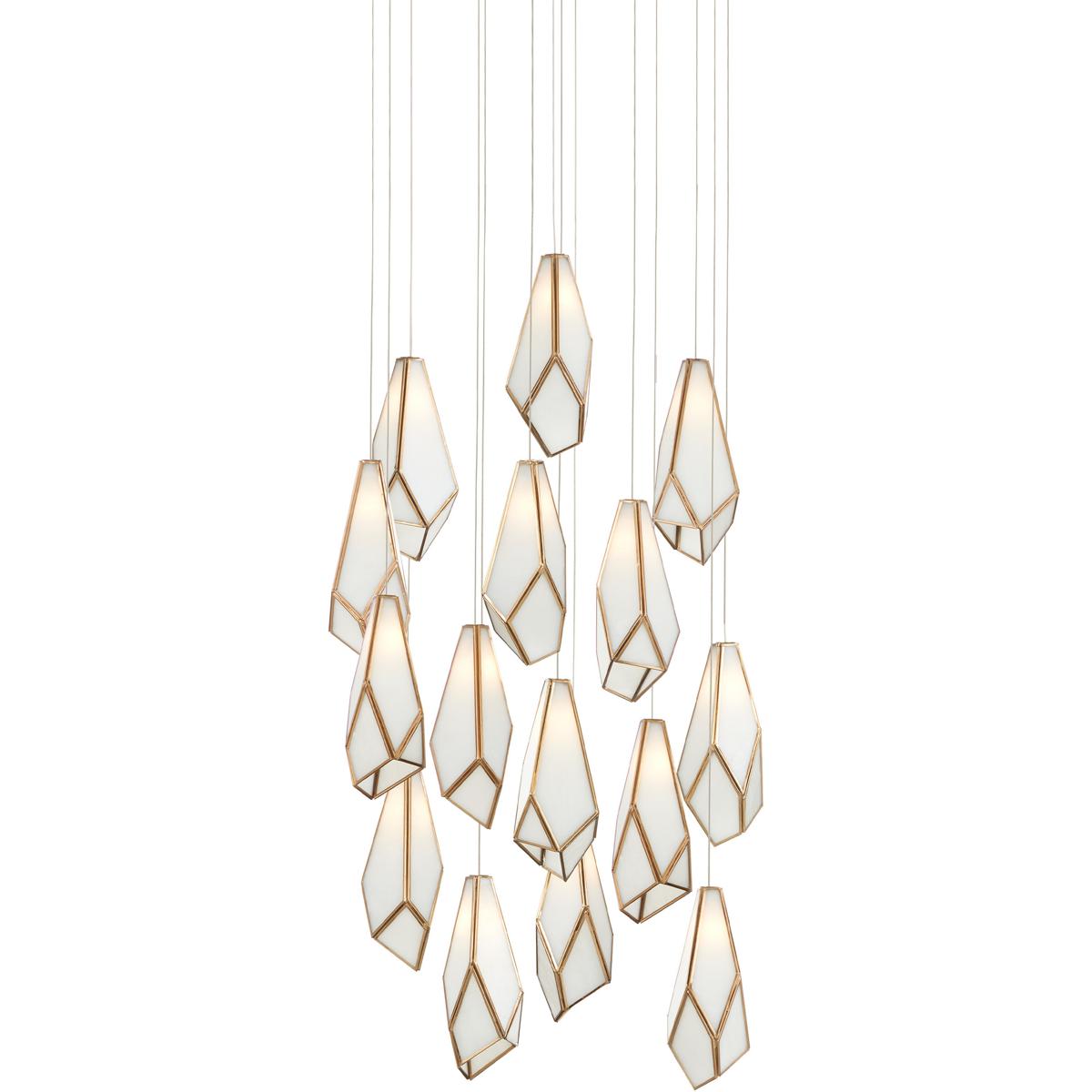Currey & Company 9000-1036 Glace 15 Light 23 inch Silver Multi-Drop Pendant Ceiling Light