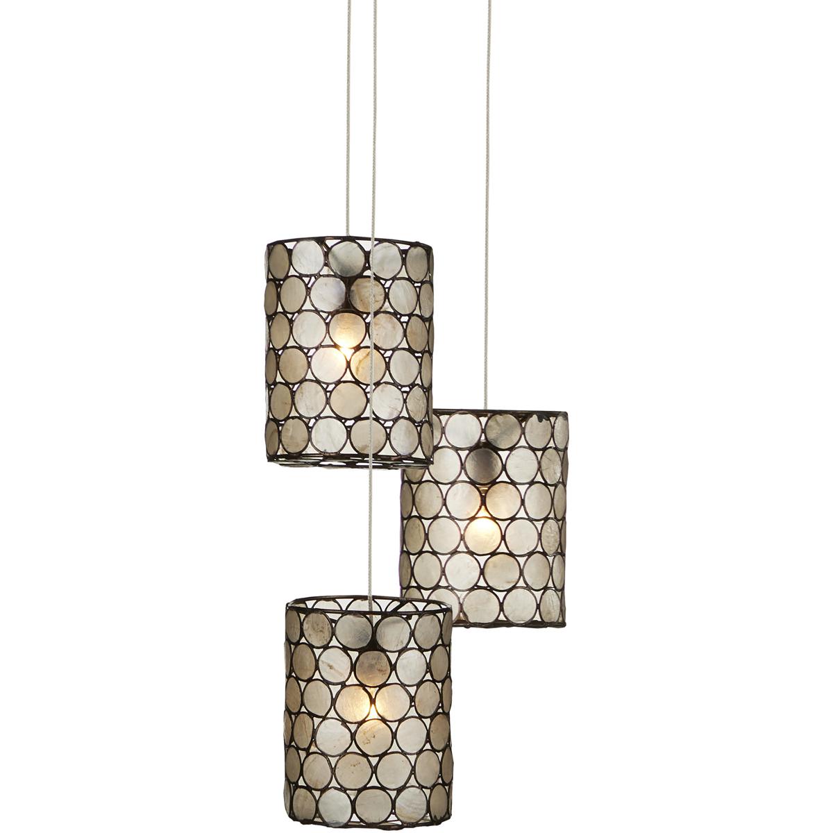 Currey & Company 9000-1048 Regatta 3 Light 9.5 inch Silver Multi-Drop Pendant Ceiling Light