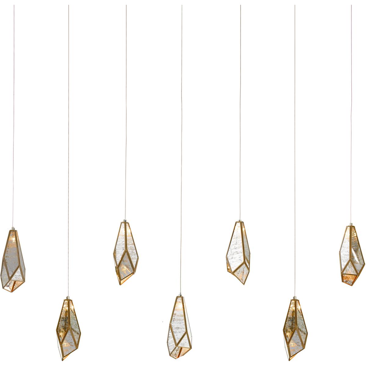 Currey & Company 9000-1059 Glace 7 Light 58 inch Silver Multi-Drop Pendant Ceiling Light