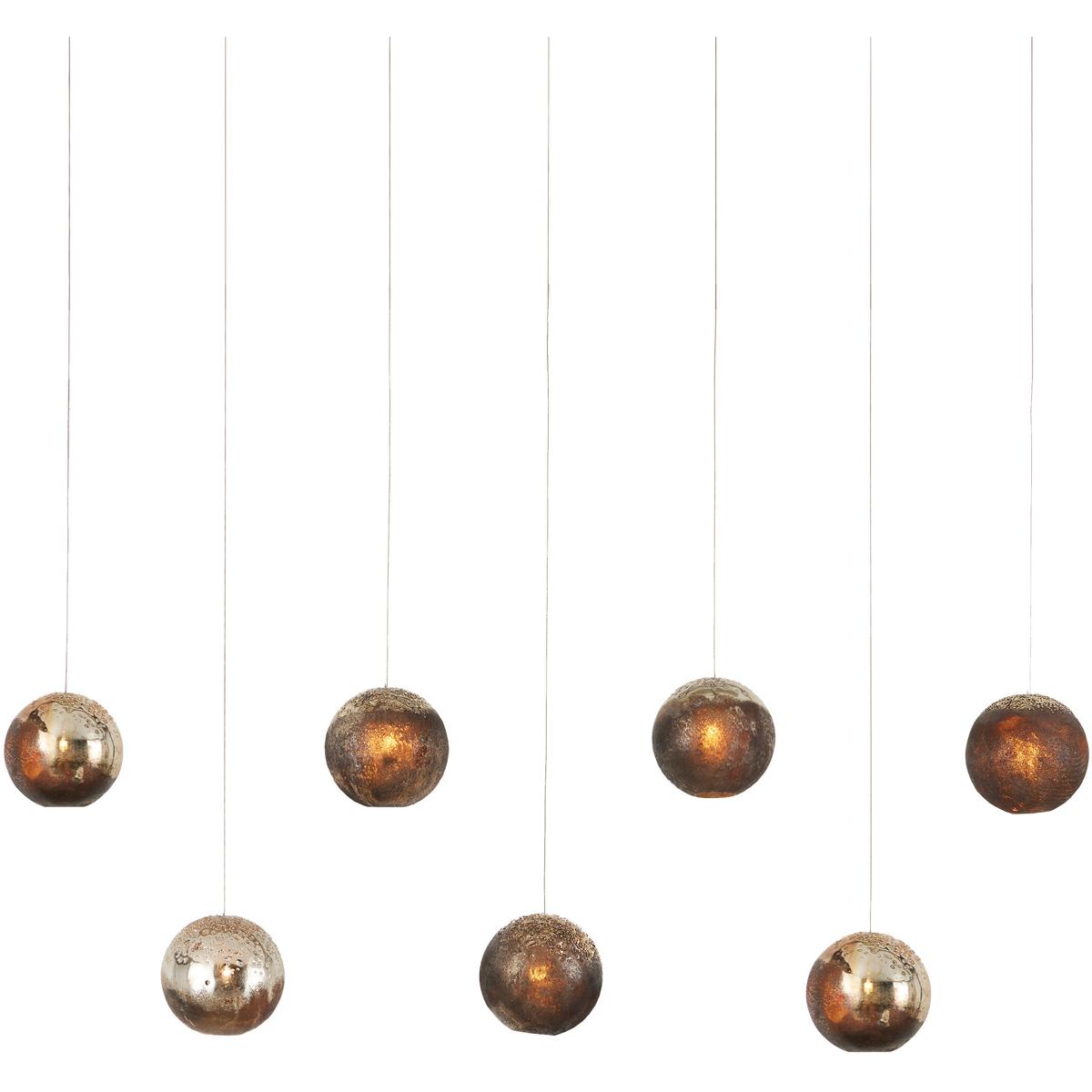 Currey & Company 9000-1069 Pathos 7 Light 57 inch Antique Silver Leaf Multi-Drop Pendant Ceiling Light