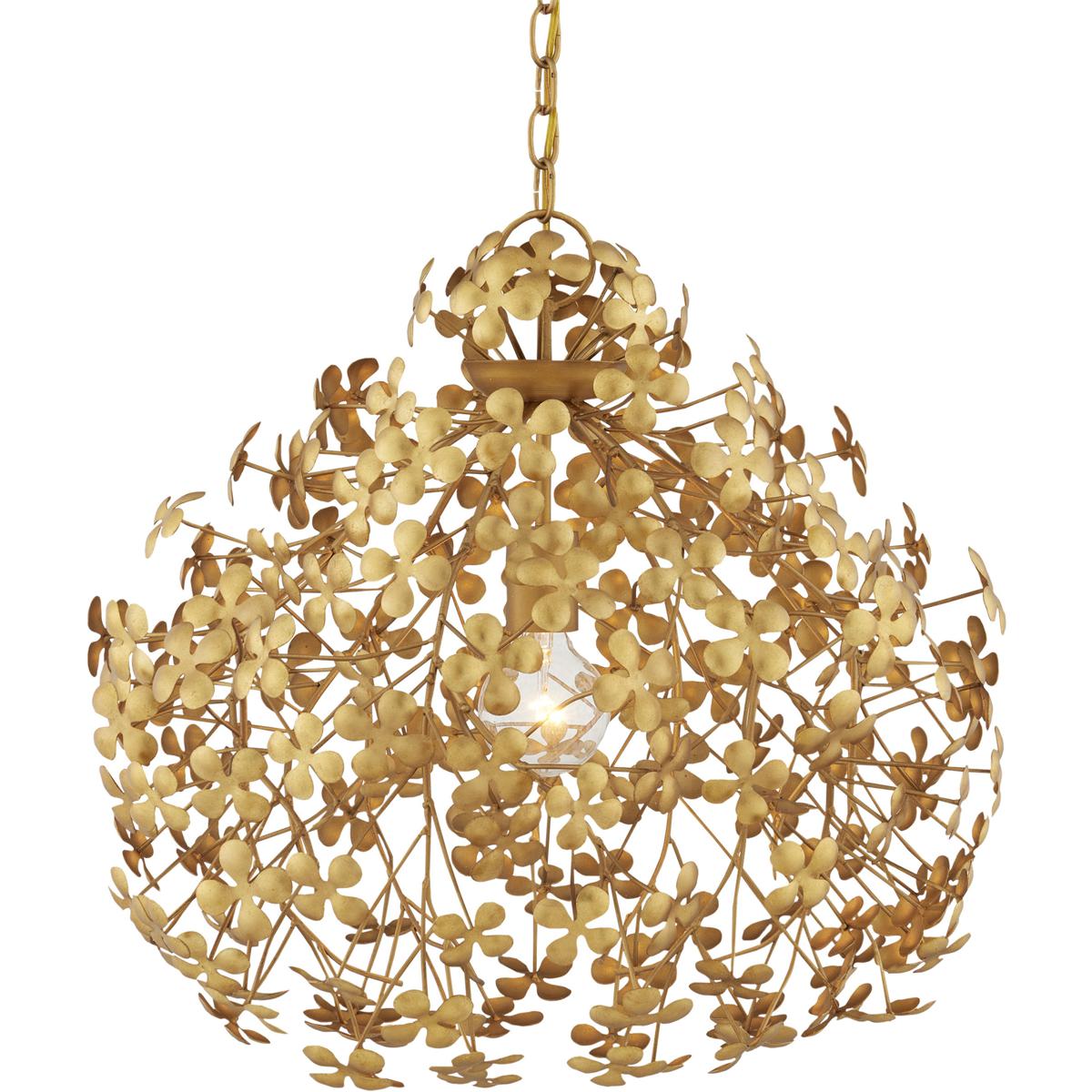 Currey & Company 9000-1088 Cloverfield 1 Light 23 inch Contemporary Gold Leaf and Contemporary Gold Pendant Ceiling Light