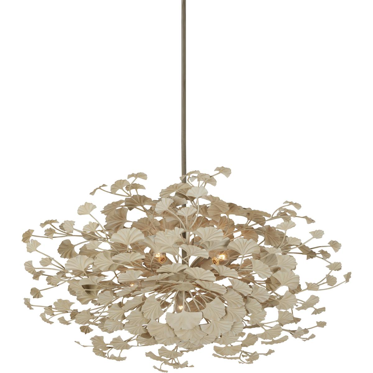 Currey & Company 9000-1108 Maidenhair 5 Light 39.5 inch Antique Pearl Semi-Flush Mount Ceiling Light