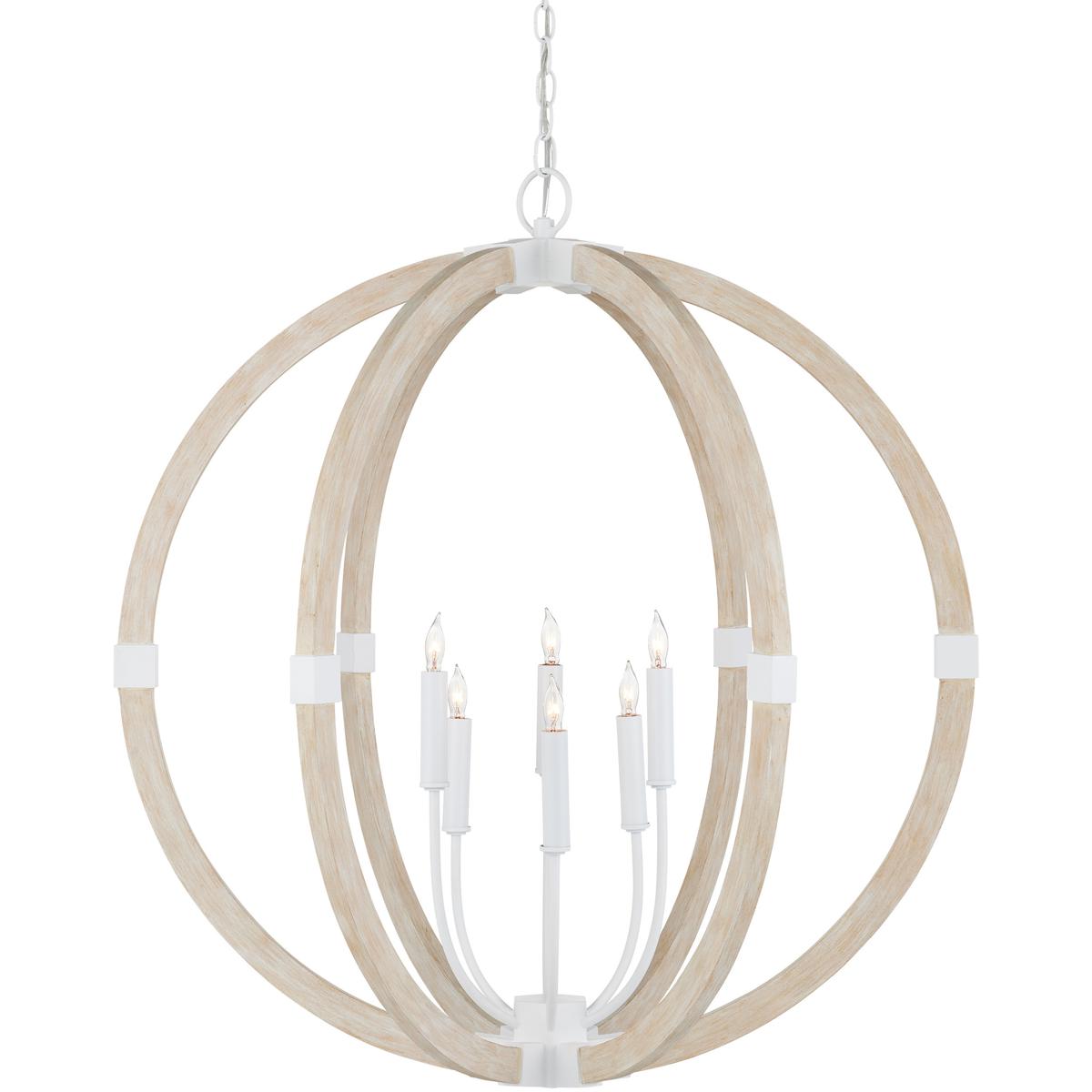 Currey  Company 90001131 Bastian 6 Light 31 inch Sugar White and Sandstone Orb Chandelier Ceiling Light
