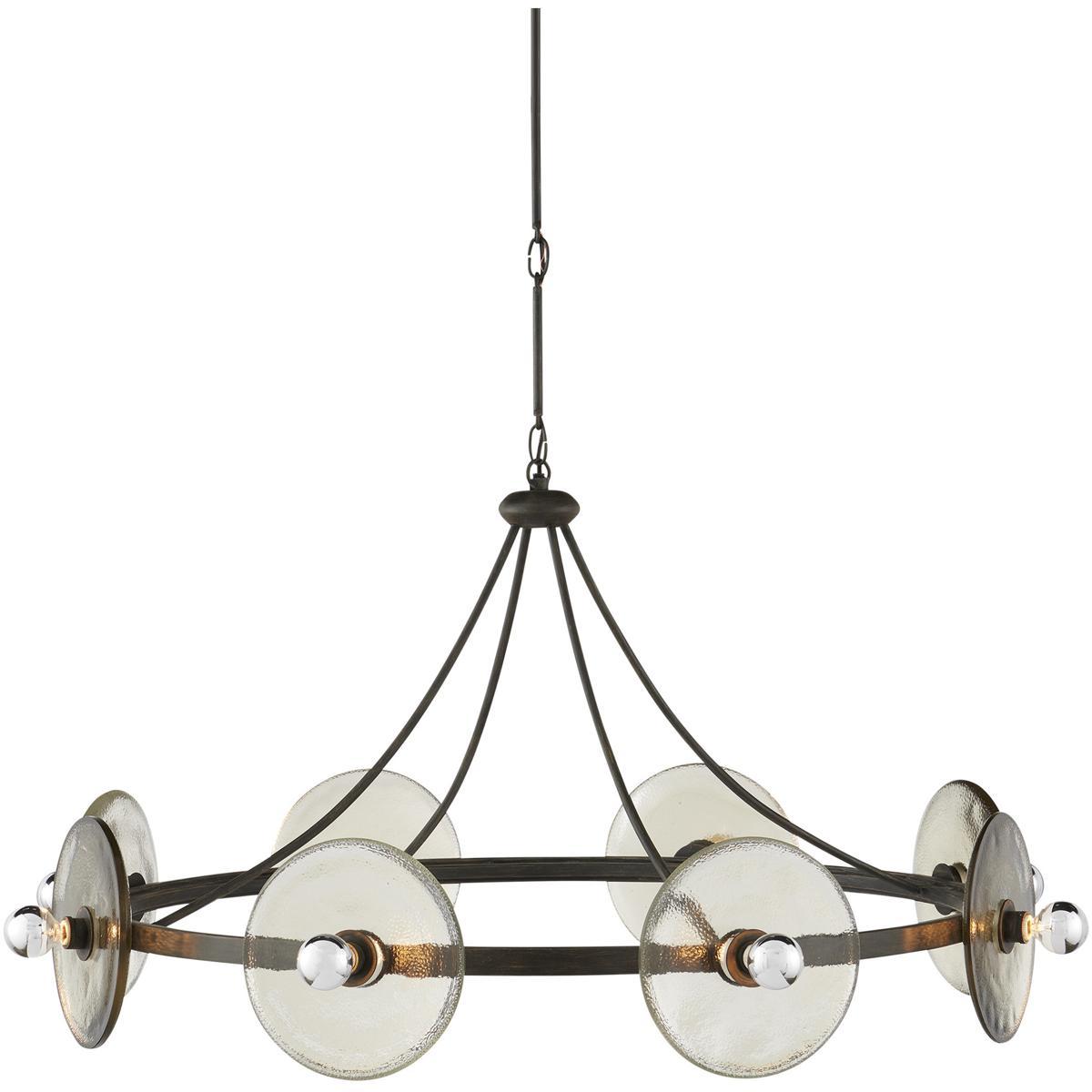 Currey & Company 9000-1150 Circumstellar 8 Light 37.25 inch Black Iron Disc Chandelier Ceiling Light