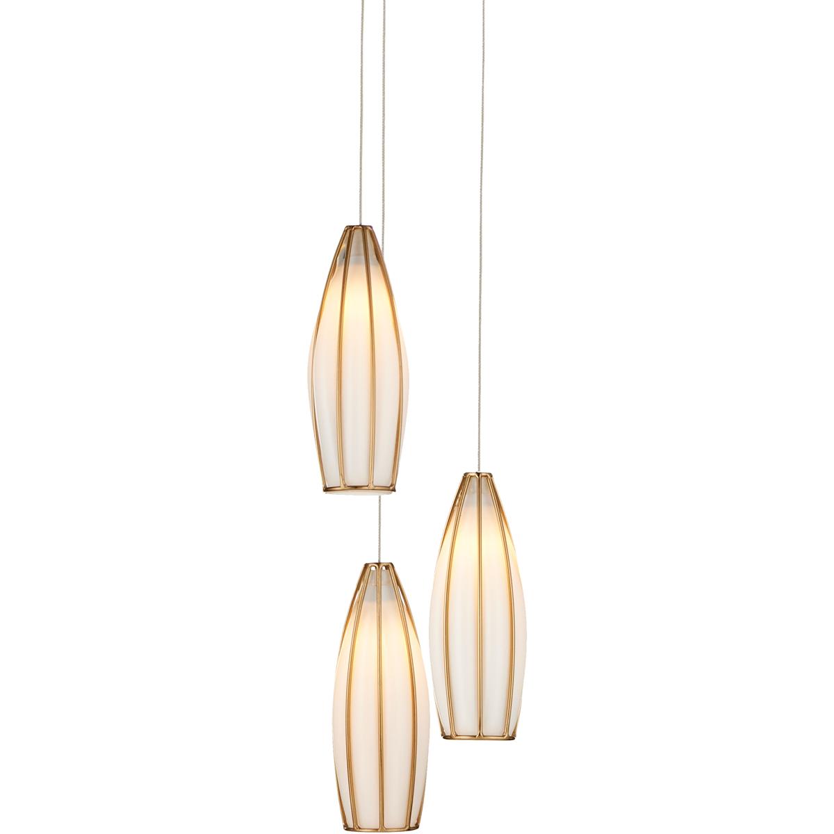 Currey & Company 9000-1186 Parish 3 Light 7.5 inch White/Antique Brass/Silver Multi-Drop Pendant Ceiling Light
