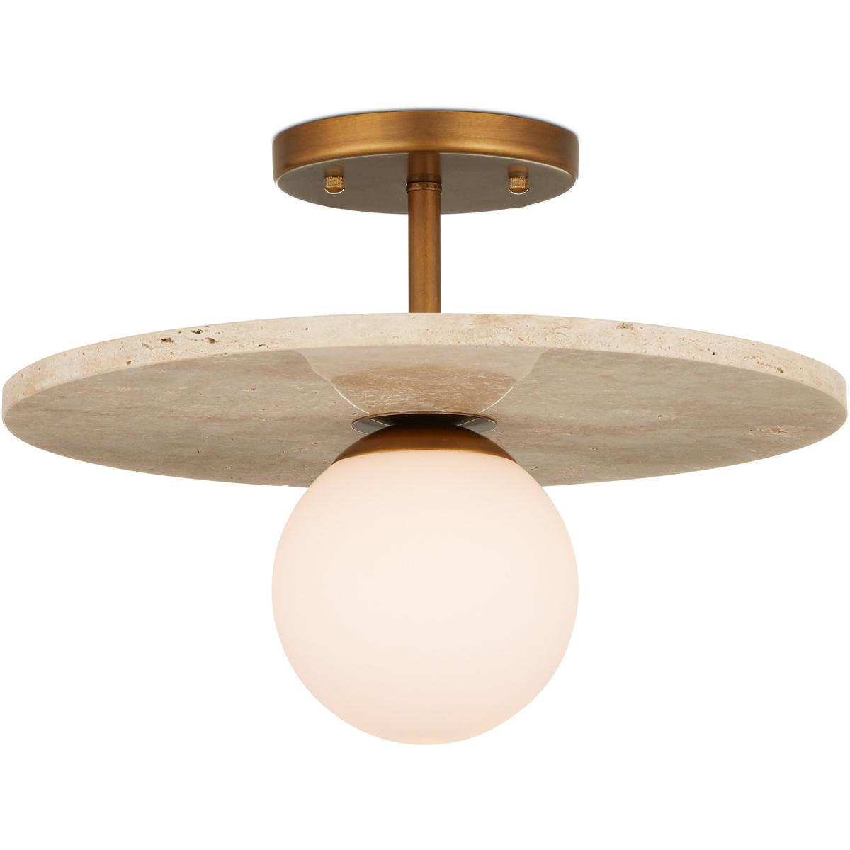 Currey & Company 9000-1195 Apricity 1 Light 16 inch Antique Brass Semi-Flush Mount Ceiling Light