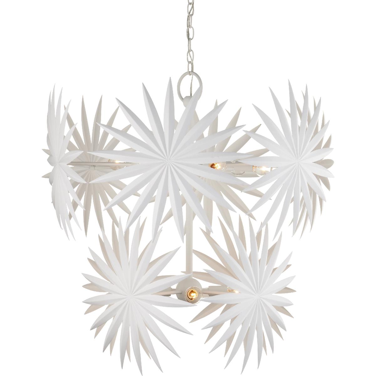 Currey & Company 9000-1204 Bismarkia 10 Light 30 inch Gesso White Chandelier Ceiling Light, Medium, Marjorie Skouras Collection