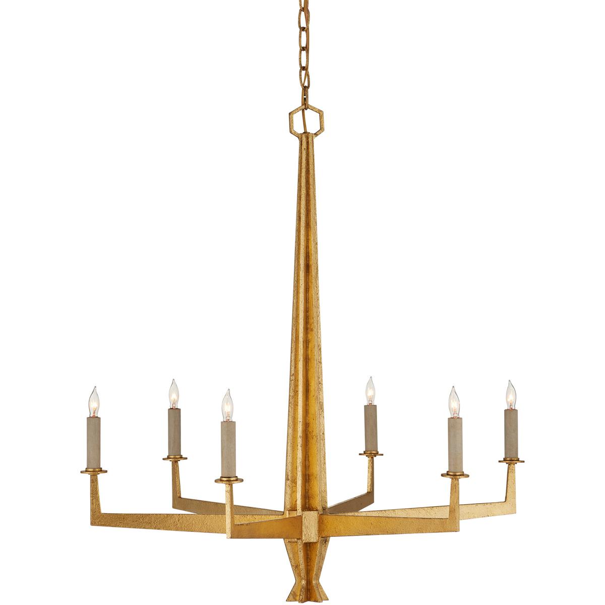 Currey & Company 9000-1213 Goldfinch 6 Light 29.5 inch Washed Lucerne Gold Chandelier Ceiling Light, Medium