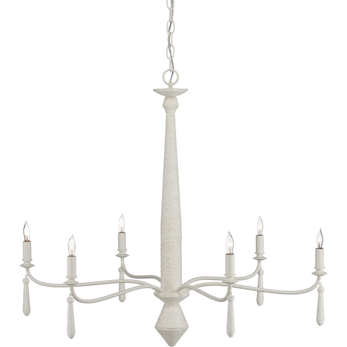 Currey & Company 9000-1241 Donnybrook 6 Light 32.5 inch Snow White Chandelier Ceiling Light