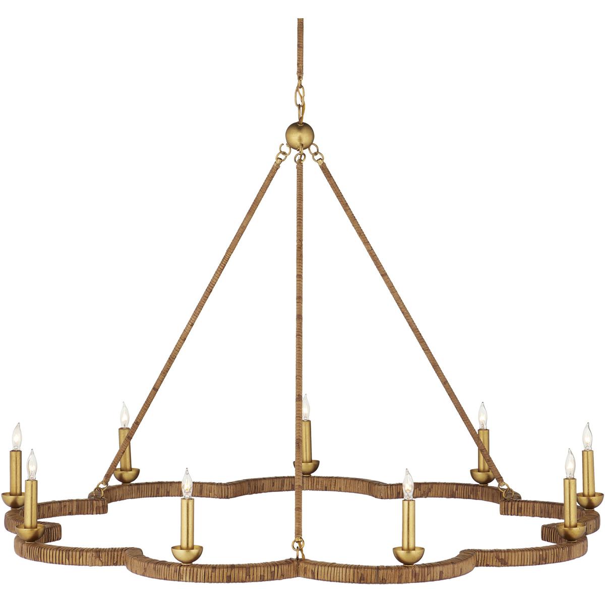 Currey & Company 9000-1244 Savoie 9 Light 43 inch Contemporary Gold Leaf Chandelier Ceiling Light, Suzanne Duin Collection