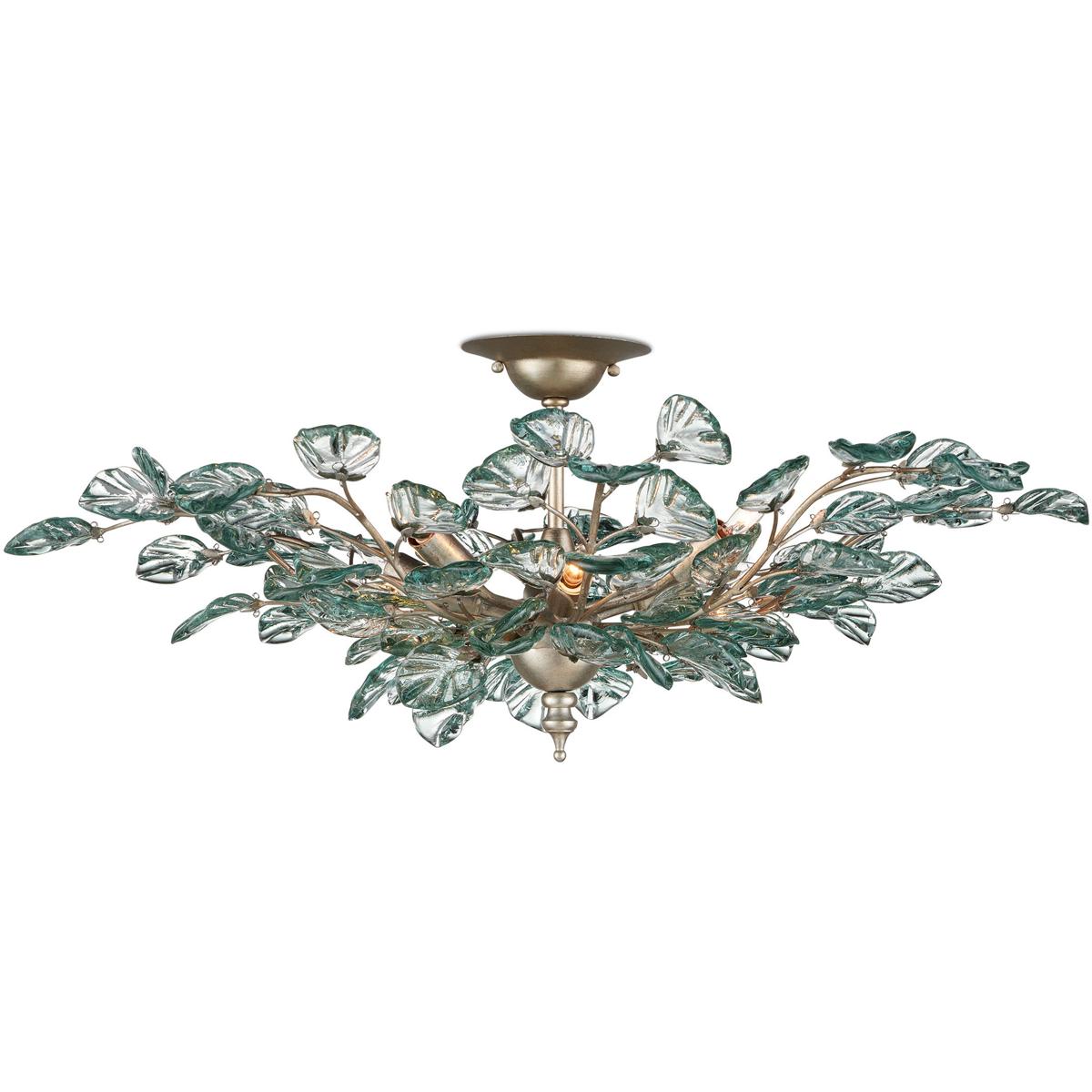 Currey & Company 9000-1260 Baobab 8 Light 33.5 inch Contemporary Silver Leaf and Contemporary Silver Semi-Flush Mount Ceiling Light