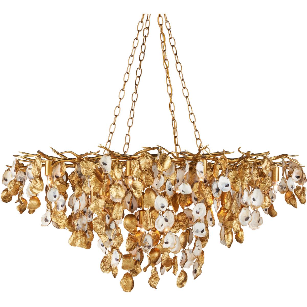 Currey & Company 9000-1261 Lucullan 14 Light 43.5 inch Contemporary Gold Leaf and Contemporary Gold Chandelier Ceiling Light