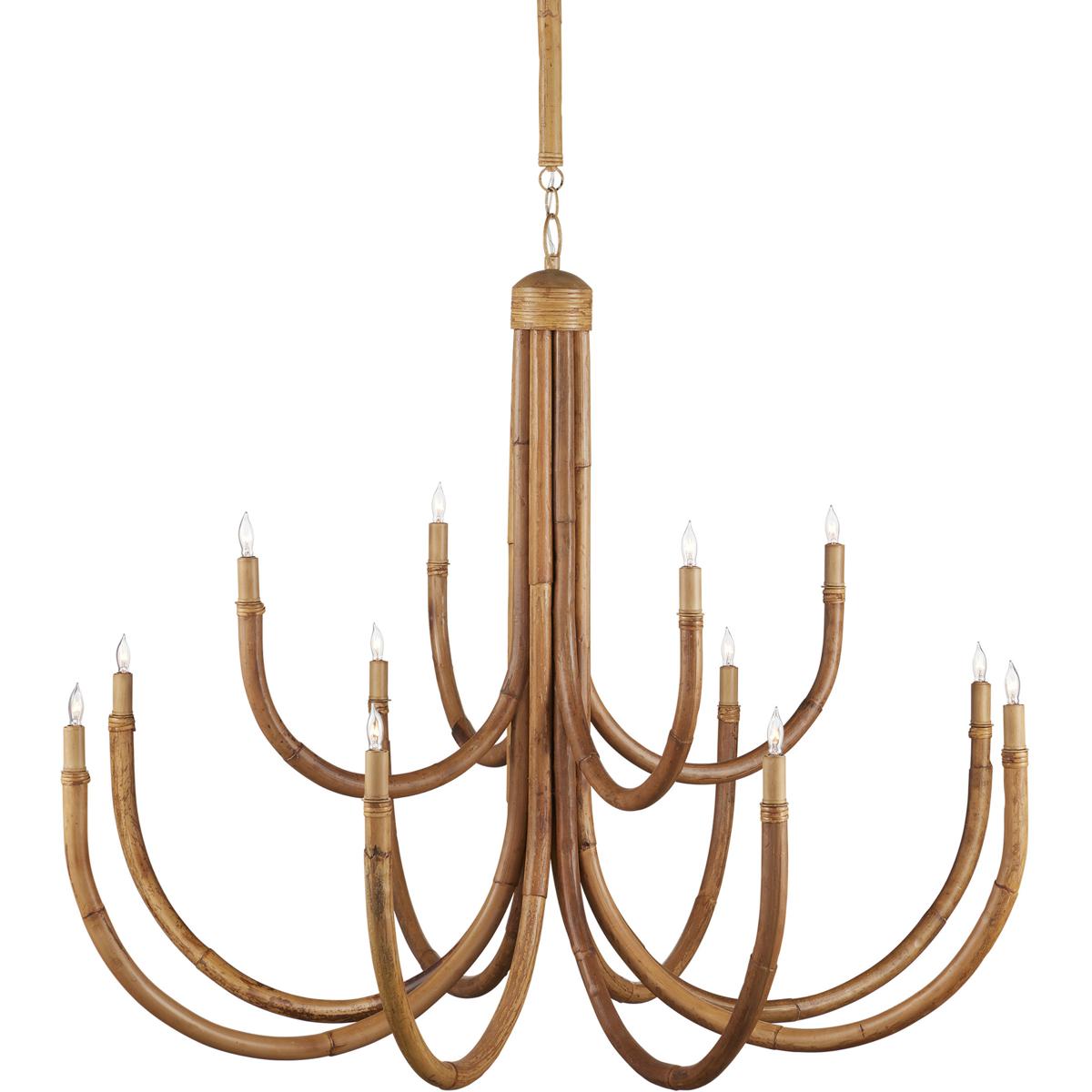 Currey & Company 9000-1266 Samsara 12 Light 48 inch Saddle Tan Chandelier Ceiling Light, Large