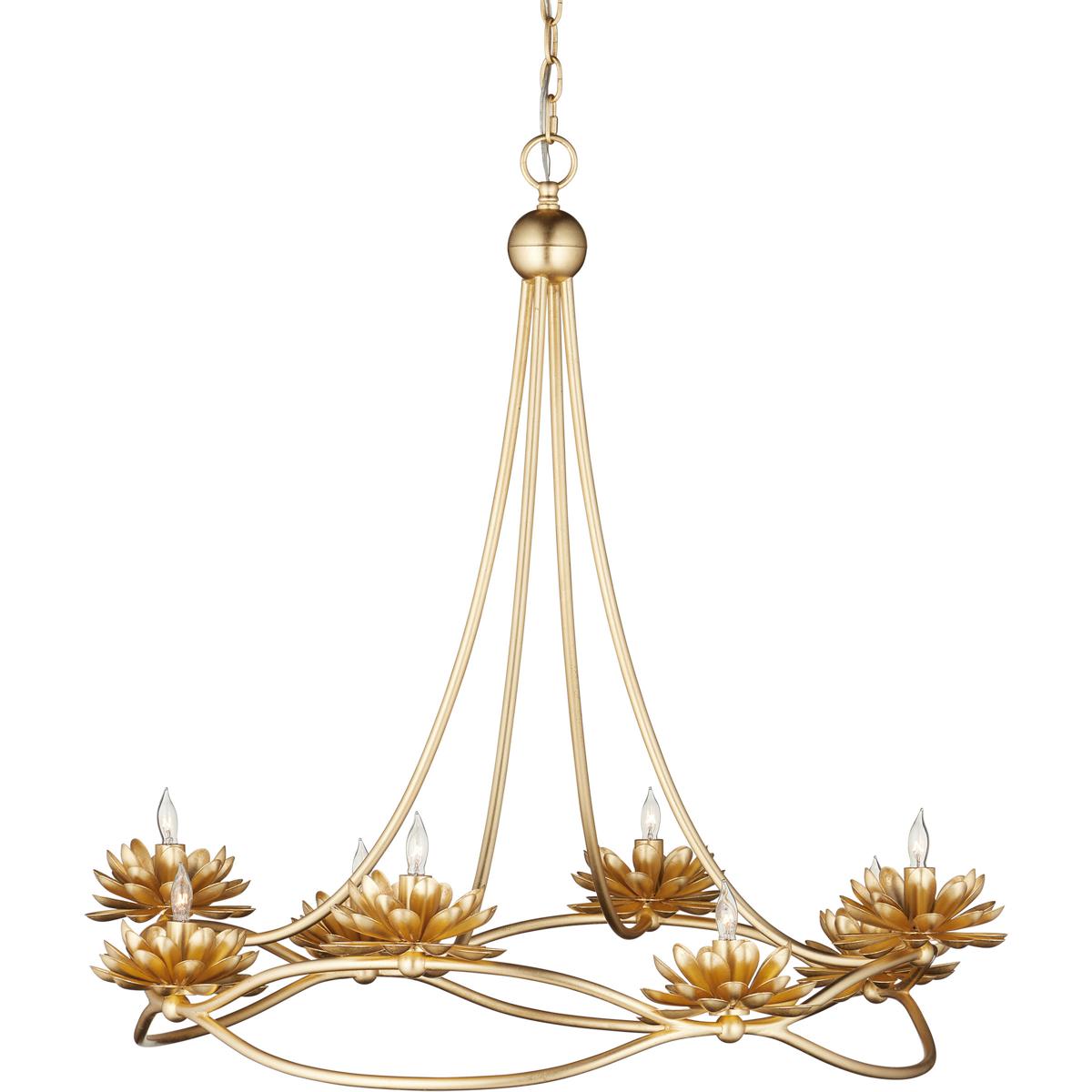 Currey & Company 9000-1278 Cyrene 8 Light 32 inch Gold Leaf Chandelier Ceiling Light