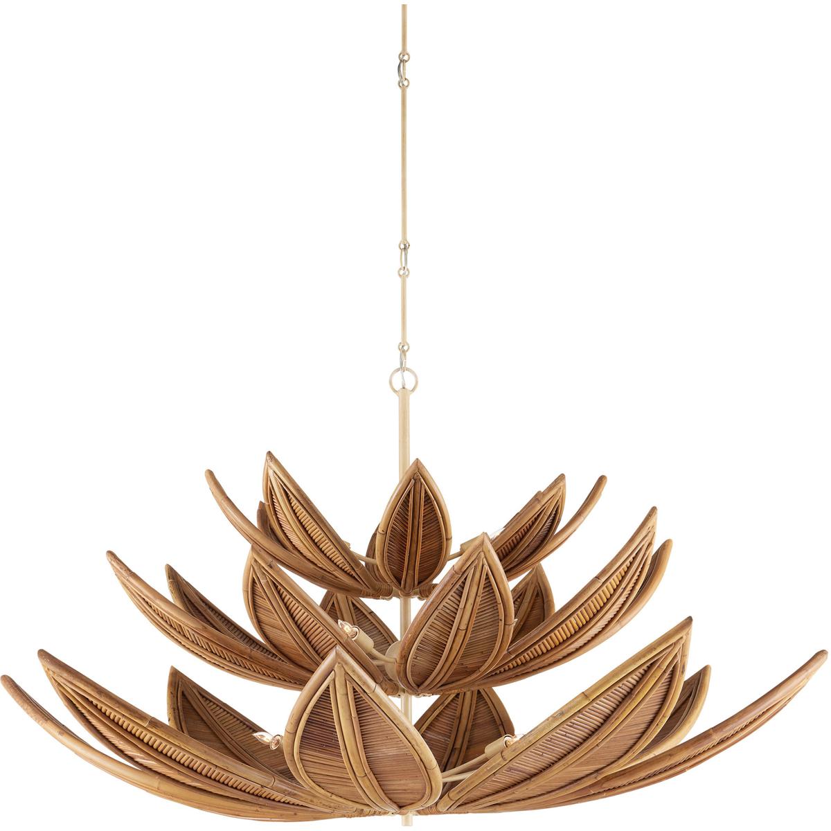 Currey & Company 9000-1299 Cubana 12 Light 56.25 inch Coco Cream Three-Tier Chandelier Ceiling Light