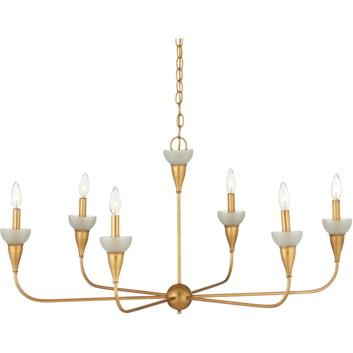Currey & Company 9000-1328 Aurelia 6 Light 40 inch Contemporary Gold Leaf and Contemporary Gold Chandelier Ceiling Light