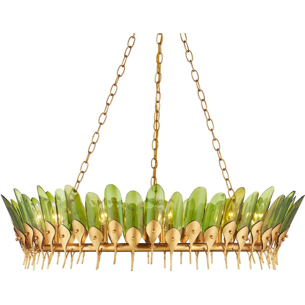Currey & Company 9000-1337 Selavy 11 Light 38 inch Contemporary Gold Leaf and Contemporary Gold Chandelier Ceiling Light